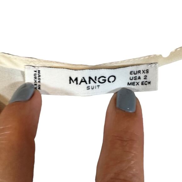 Mango White Lace Applique Flutter Short Sleeve V-Neck Blouse Women Sz 2 - Picture 7 of 8